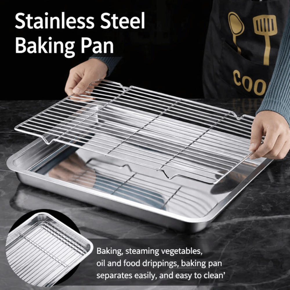 Kitchen Baking Rack - Portable Non-Stick Stainless Steel Baking Pan