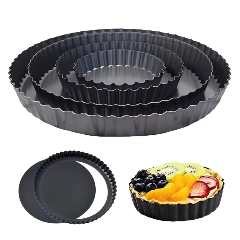 Kitchen Baking Items - 1pc Removable Bottom Fluted Tart Pan