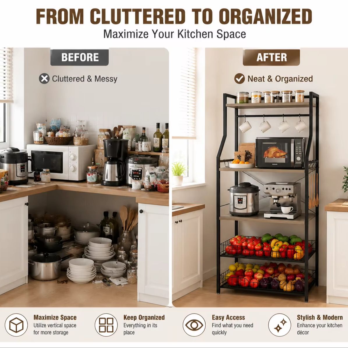 5 Tier Kitchen Bakers Rack wit - Kitchen Baking Rack recension och pris